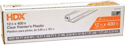 12 ft. W x 400 ft. L 0.31 mil High Density Painters Plastic Sheeting