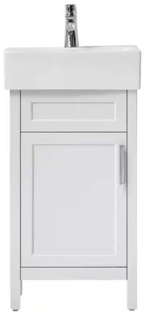 18 in. W x 12 in. D x 34 in. H Single Sink Bath Vanity in White with White Ceramic Top