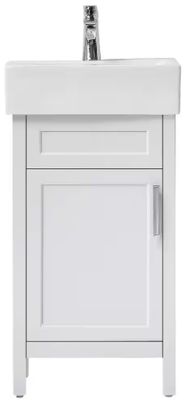 18 in. W x 12 in. D x 34 in. H Single Sink Bath Vanity in White with White Ceramic Top