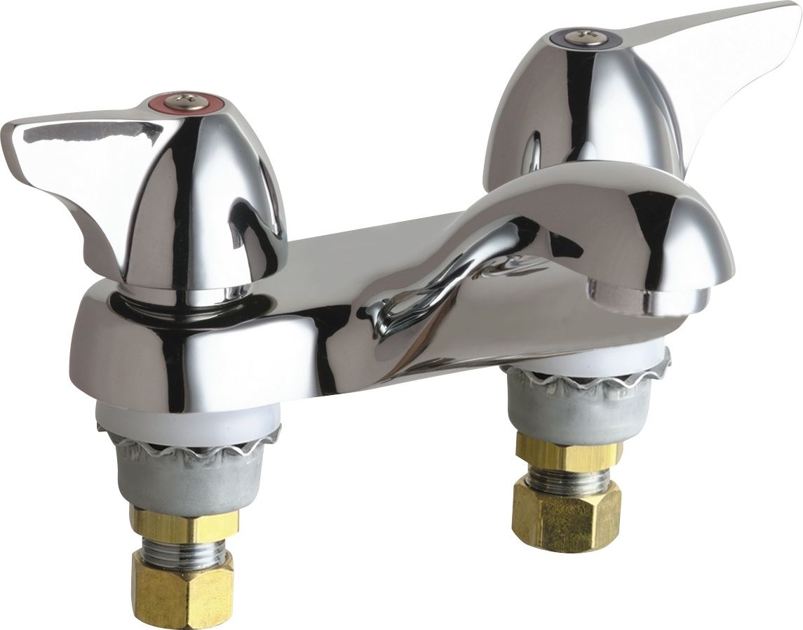 Manual 4&quot; Mount, 2 Hole Low Arc Bathroom Faucet, Chrome