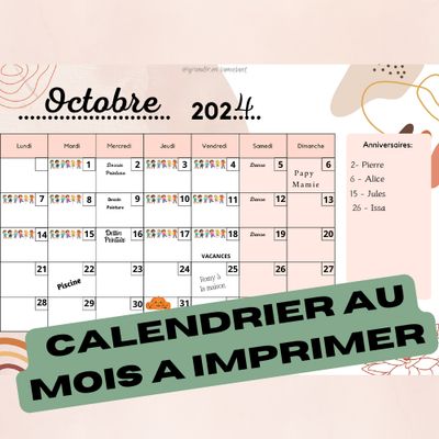 CALENDRIER AU MOIS