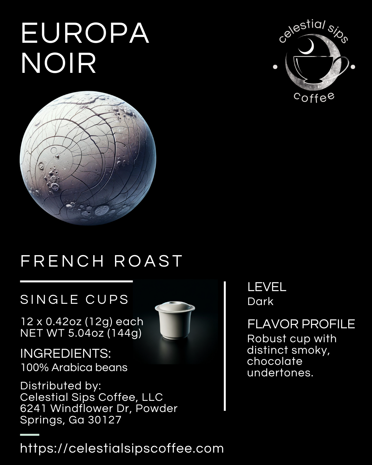 Europa Noir: French Roast Single Cups