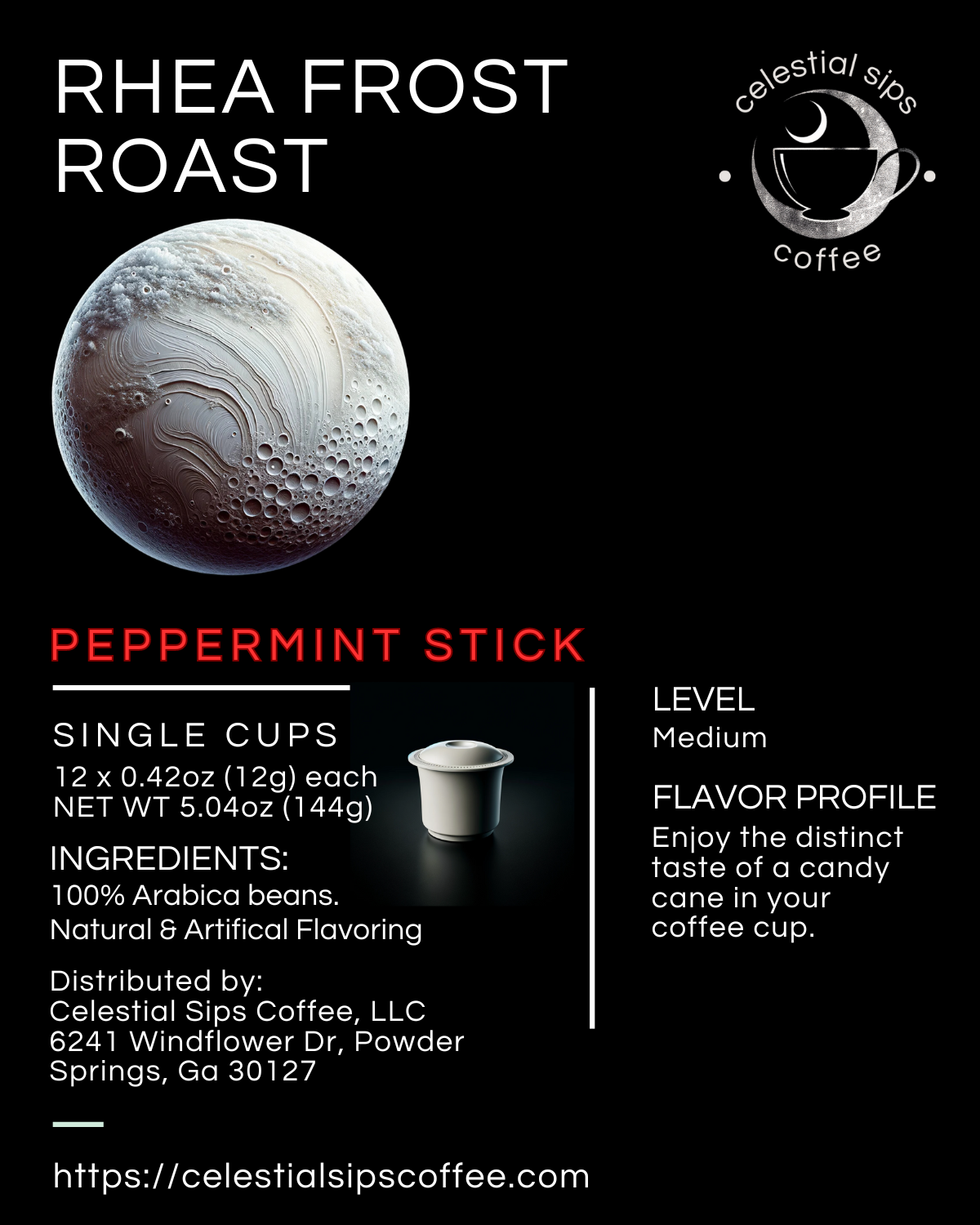 Rhea Frost: Peppermint Stick Flavor Single Cups