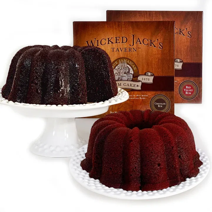 Wicked Jack&#39;s Tavern® Rum Cake Duo| Chocolate &amp; Red Velvet Rum