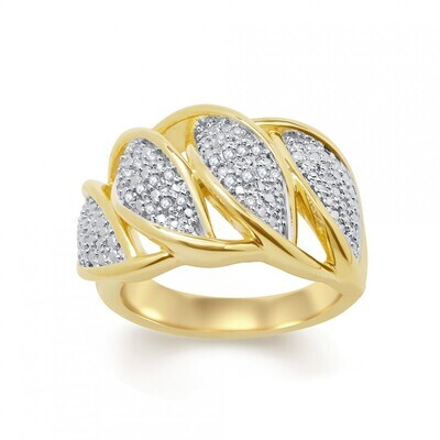 Stunning Women&#39;s 14K Yellow Gold Over Brass zero.05 CTW Diamond Size 7 Designer Ring