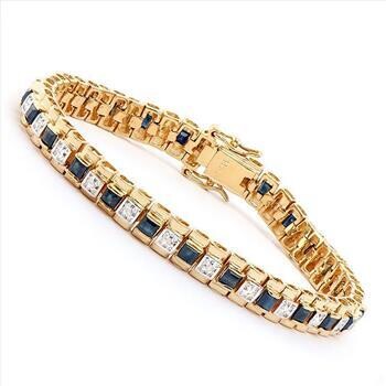 5.04 TW CTS Black Sapphire Diamond 18K Gold Plated Designer Bracelet