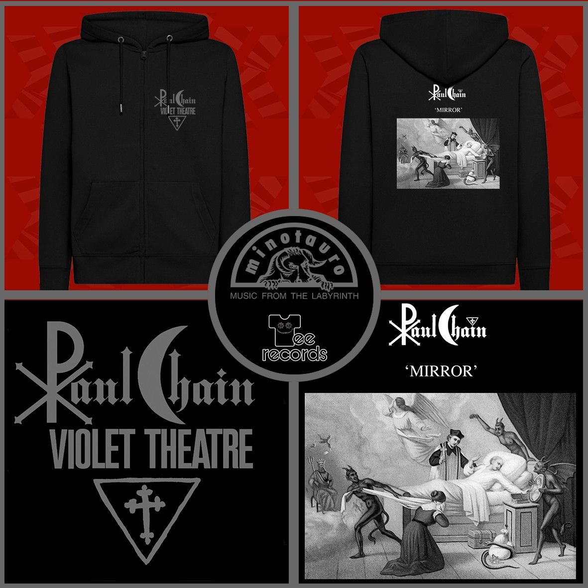 Paul Chain - Mirror -Black Hooded Sweatshirt With Zip