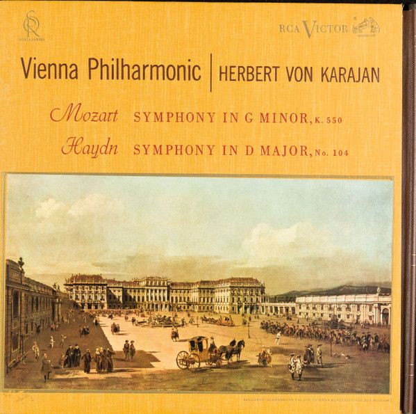 Mozart / Haydn - Vienna Philharmonic, Herbert Von Karajan ‎– Symphony In G Minor, K. 550 / Symphony In D Major, No. 104