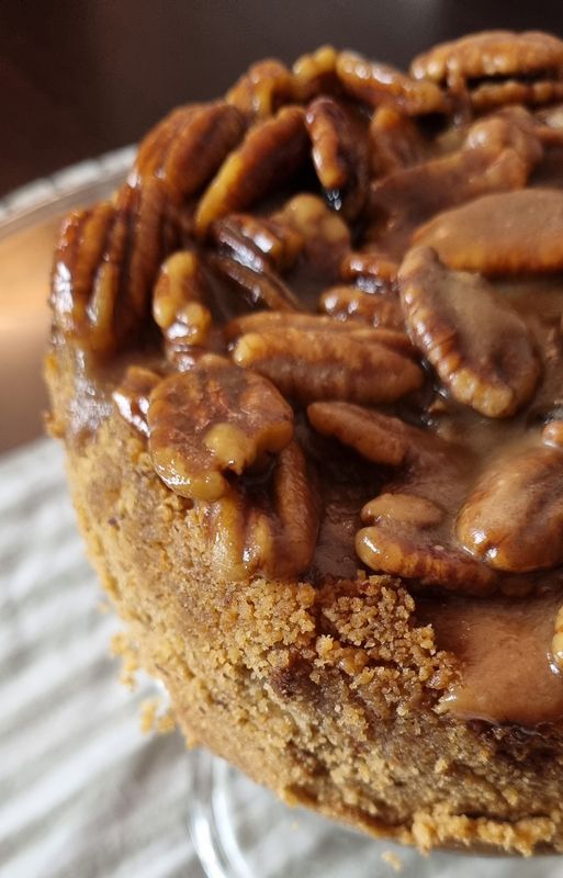 Cheesecake Saludable nueces pecanas caramelo