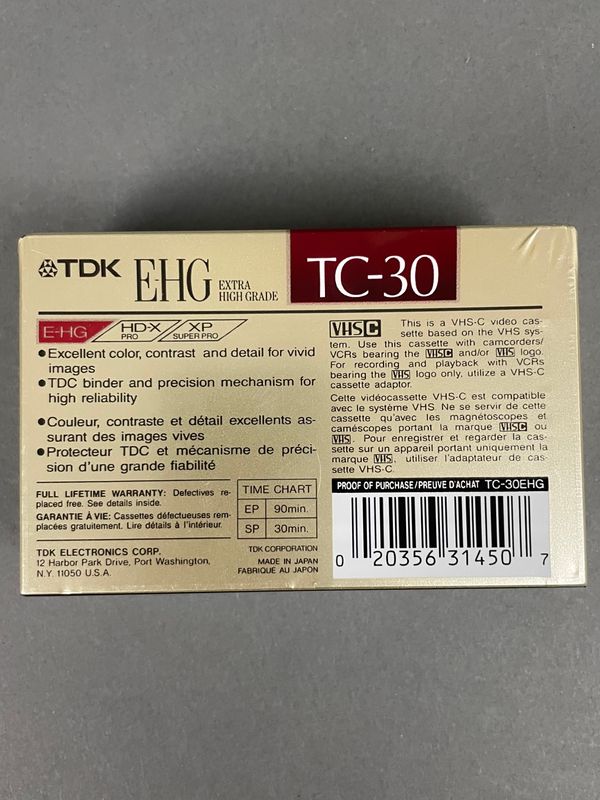 TDK EHG TC-30 VHS-C Tape