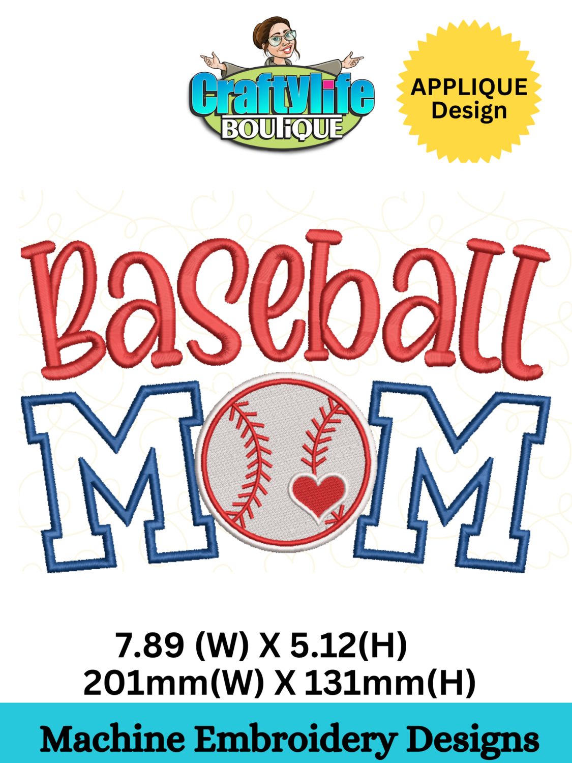 Baseball Mom Applique File