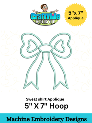 Side Bow Appliqué Sweatshirt Design for Machine Embroidery