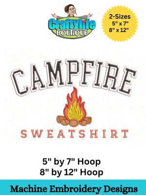 Campfire Sweatshirt Embroidery Design (5" x 7" and 8" x 12")