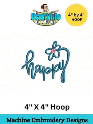 Happy with Daisy Embroidery Design  4x4 Hoop