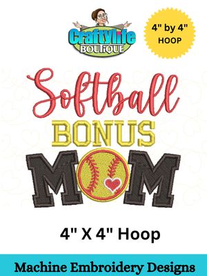 Softball Bonus Mom 4x4 Design