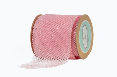Light Pink Net Ribbon with Glitter