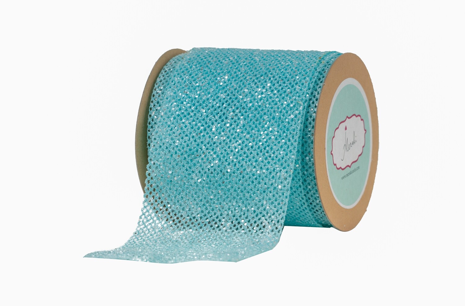 Light Blue Net Ribbon with Glitter