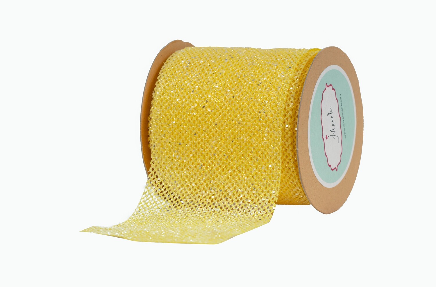 Yellow Net Ribbon with Glitter