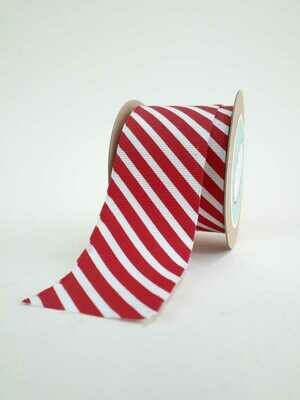 White Grosgrain with Red Diagonal Stripes White Grosgrain with Red Diagonal Stripes