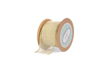 Gold striped -wired ribbon