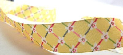 Yellow Satin Printed Floral Ribbon Yellow Satin Printed Floral Ribbon