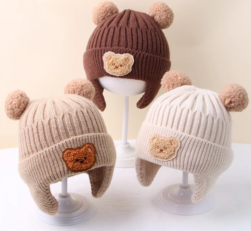 Children&#39;s Teddy Bear Knitted Hat, Cashmere Pullover