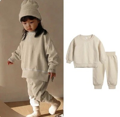 Children&#39;s Two-Peice Sweater and Pants, Cotton, Round Neck, Relaxed-fit