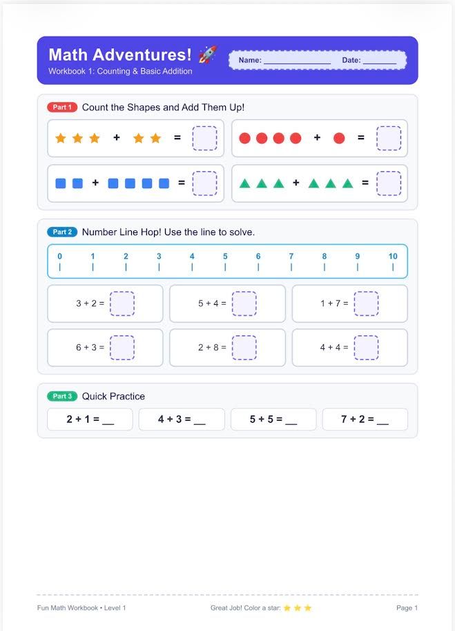 Children Basic Math Workbook