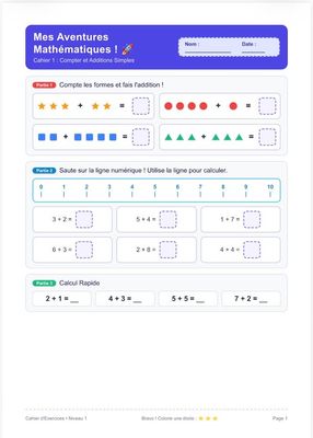 Cahier Mathematiques Enfant in French language
