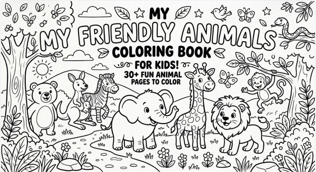 Coloring book for kids 8 pages
