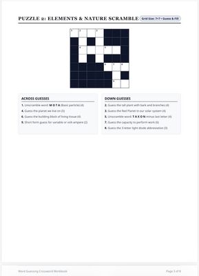 Crossword workbook for kids 9 pages