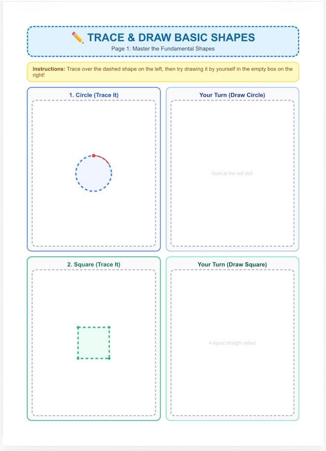 Kids geometry drawing workbook