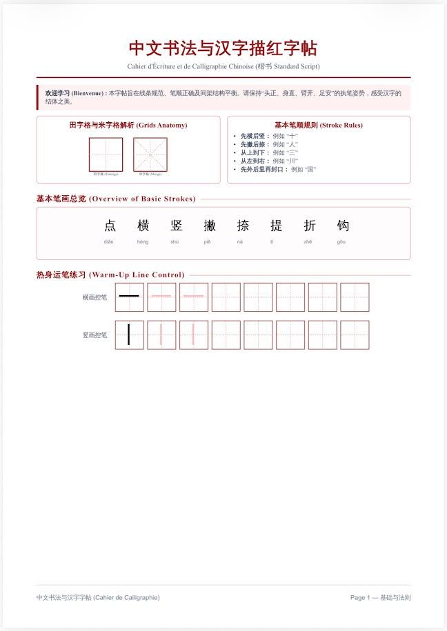 Chinese calligraphy workbook