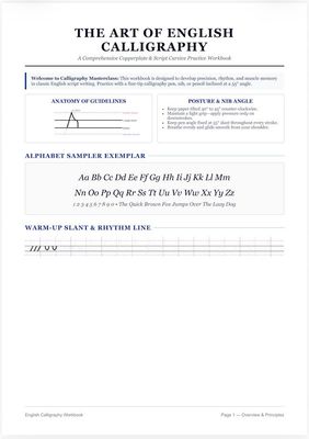 English language calligraphy workbook