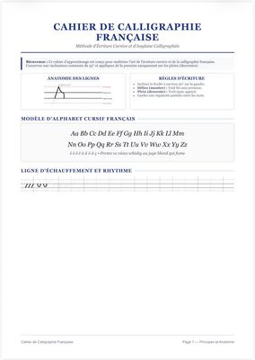 French language calligraphy workbook
