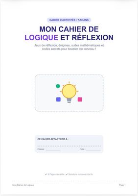 Logic and critical thinking workbook for kids in French language