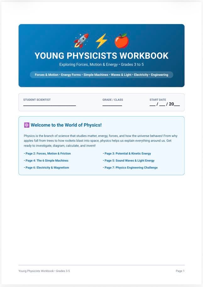 Elementary physics workbook grades 3-5