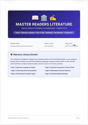 Upper elementary literature reading workbook grades 4-6