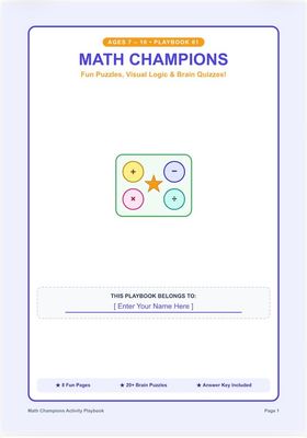Math puzzles activity playbook for kids