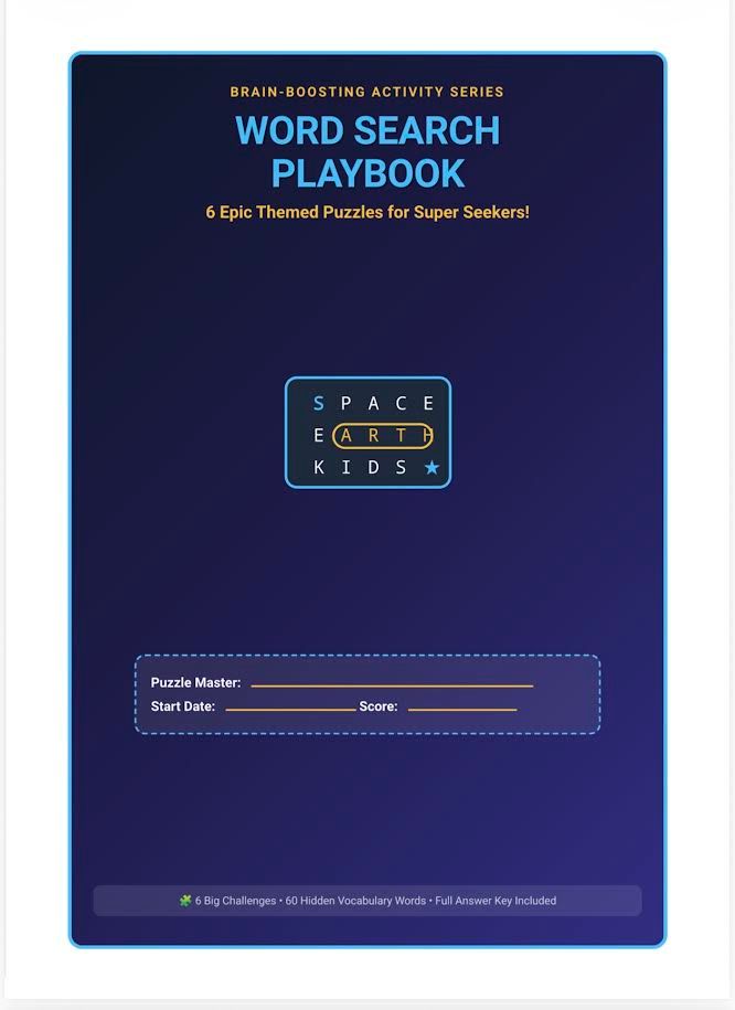 Kids word search activity playbook 9 pages