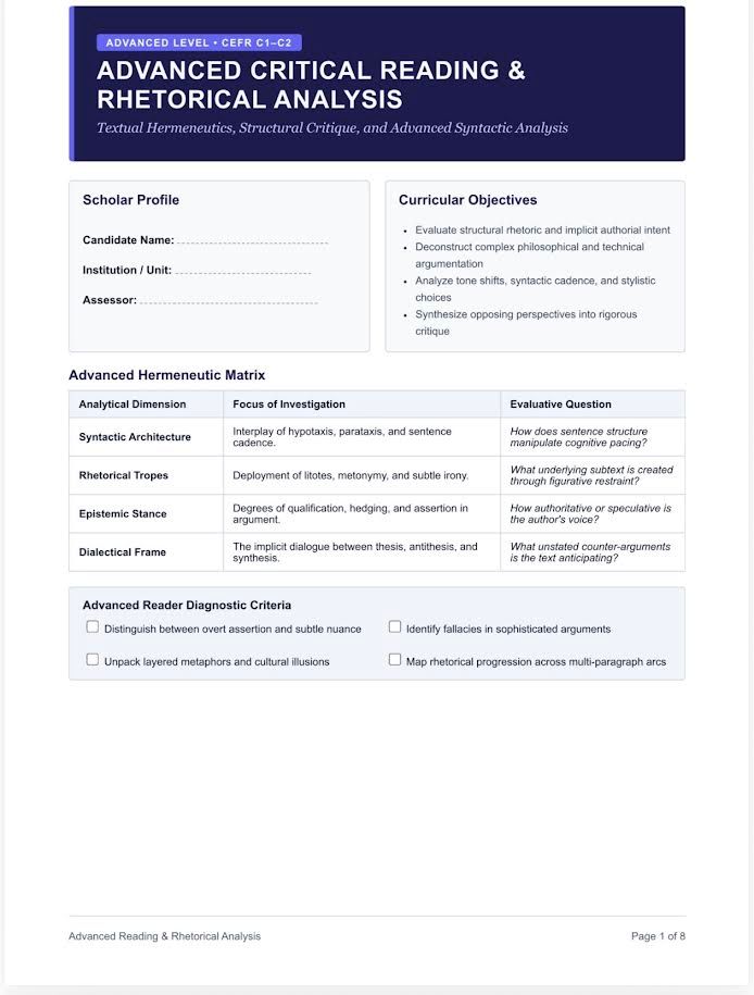 Edvanced English reading workbook