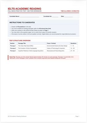 IELTS reading mock test section workbook