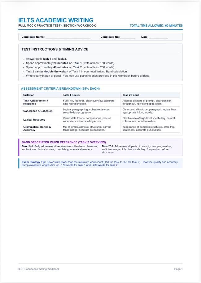 IELTS writing test mock exam