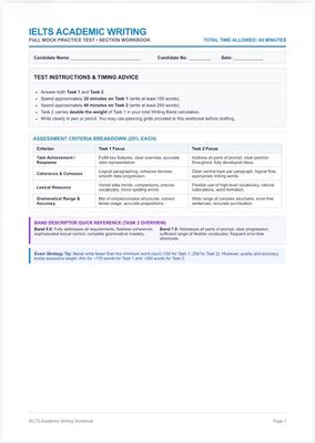 IELTS writing test mock exam