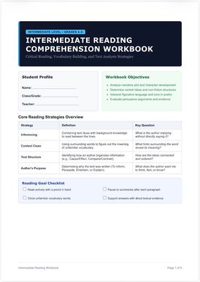 English language reading workbook for grades 4-6