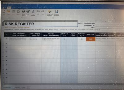 Risk register template