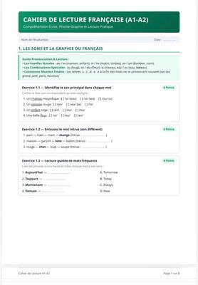 French reading workbook for beginners A1-A2