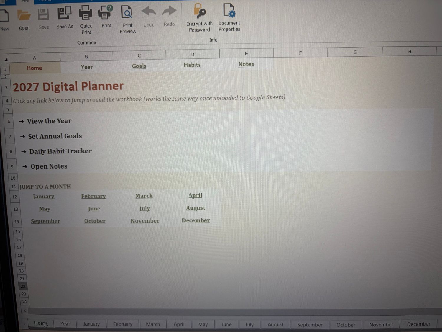 Digital planner of habits, goals and notes for 2027