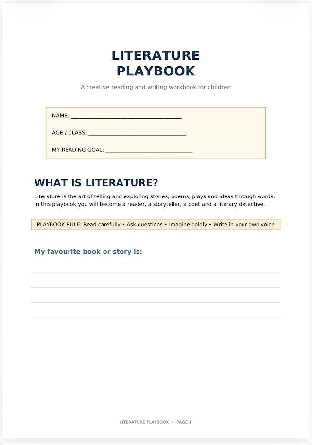 Literature playbook for children