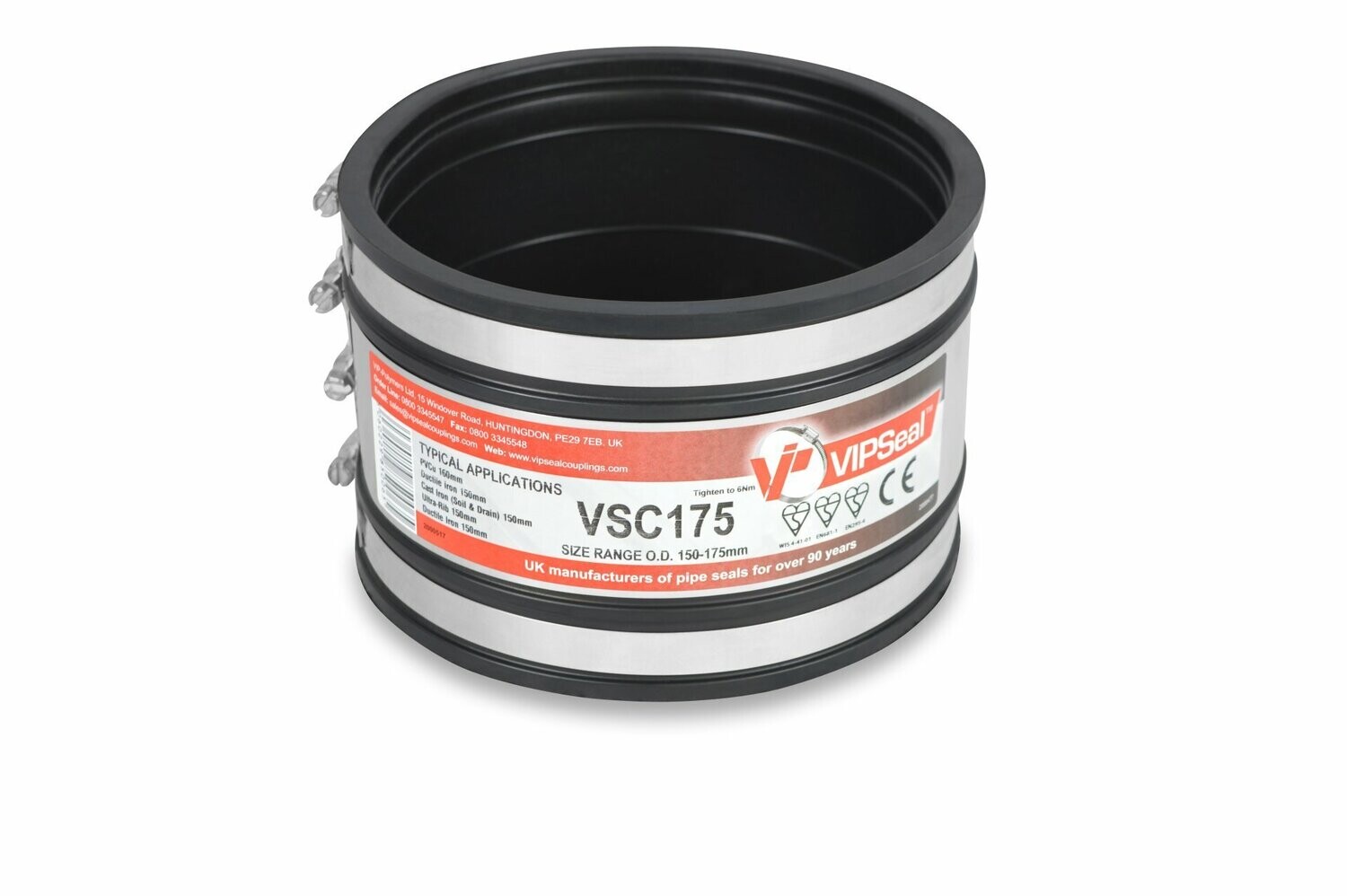 VSC175 VIPSeal Rubber Flexible Standard Drainage Coupling 150mm - 175mm